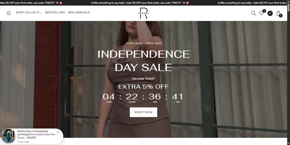 ROOSHY Shopify store homepage